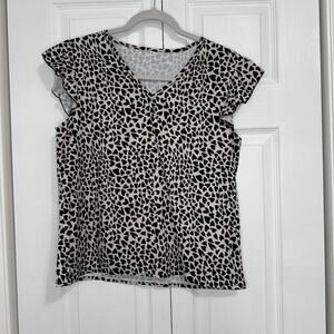 SHEIN Clasi Allover Heart Print Butterfly Sleeve Blouse Size M